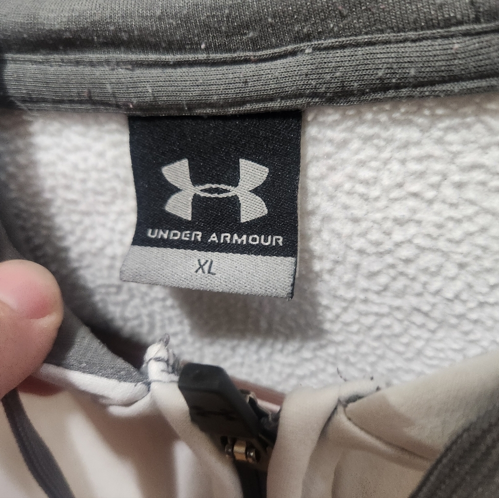 Under Armour White Zip-Up Hoodie Size XL - Picture 8 of 10